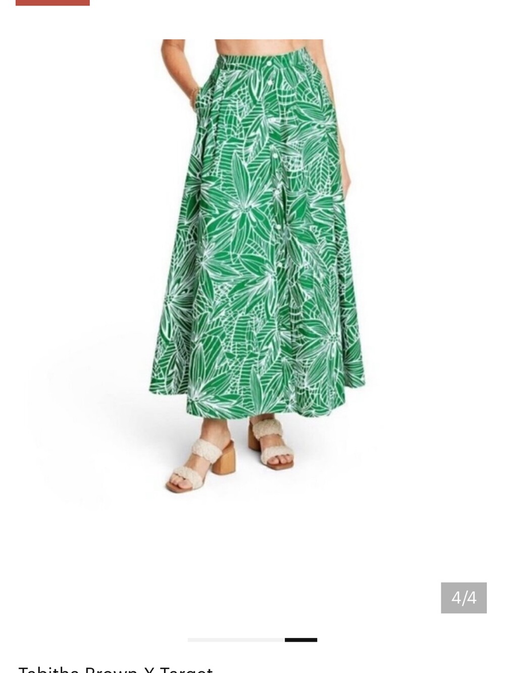 Tabitha Brown X Target Green & White Linear Floral Print Maxi Skirt Large NWT - Picture 4 of 10
